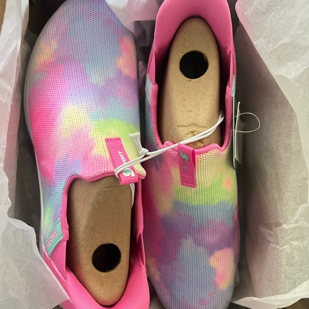 Skechers S Sport Baily Step in Sneakers - Tie Dye - GIRLS size 5 NEW